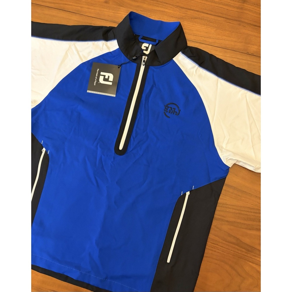 Footjoy Sport Wind Shirt NEW Mens L Blue 1/2 Zip Short Sleeve Golf Performance
